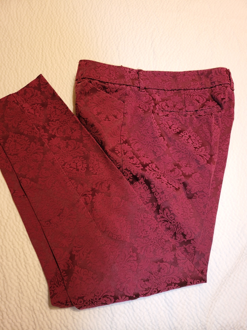 Burgundy Damask Jacquard Pants